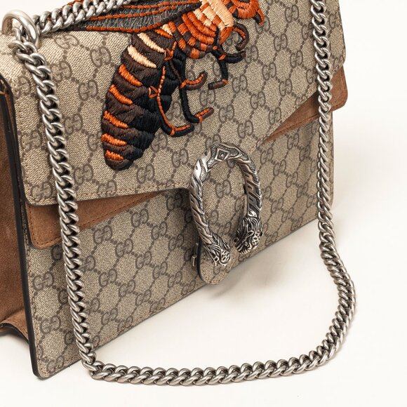 Gucci Dionysus Beige Ebony GG Supreme Monogram Limited Edition Bee Bag - Picture 7 of 15